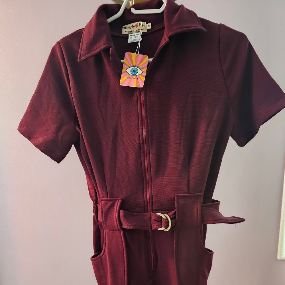 Miracle Eye California Shake Burgundy Romper  -- NWT